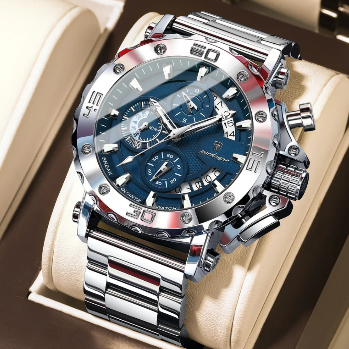 POEDAGAR Apex Chronograph | Relógio Executivo Masculino Premium