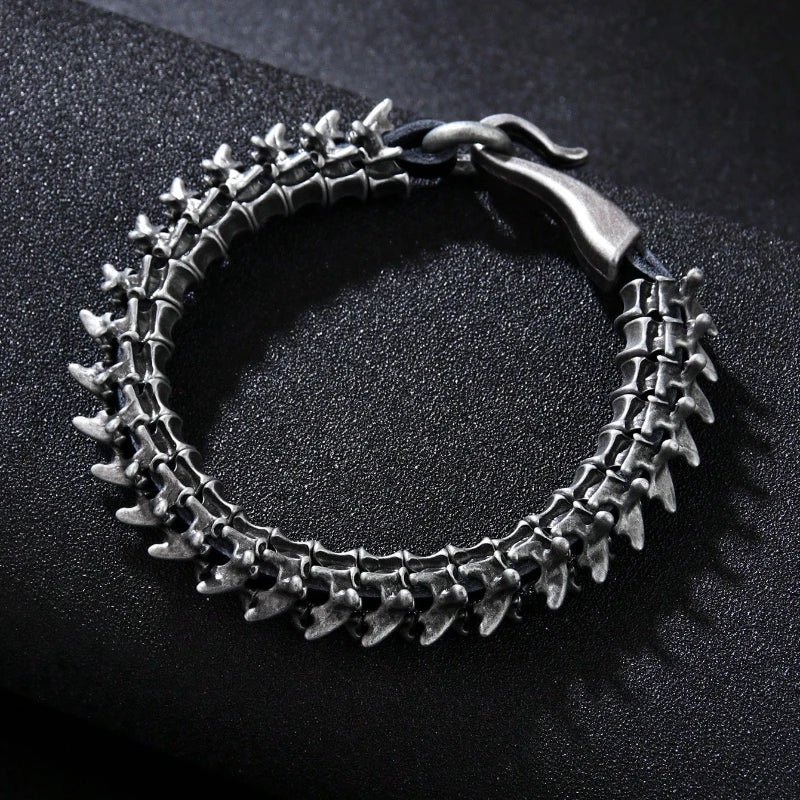 Pulseira de Couro Dragão Sombrio