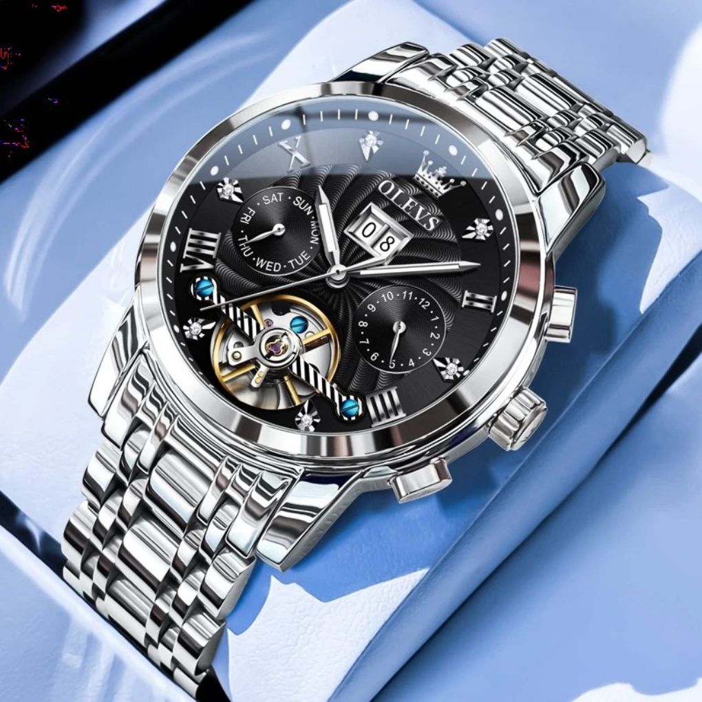 Dark Fenix Olevs Imperial Automatic Watch Silver Black