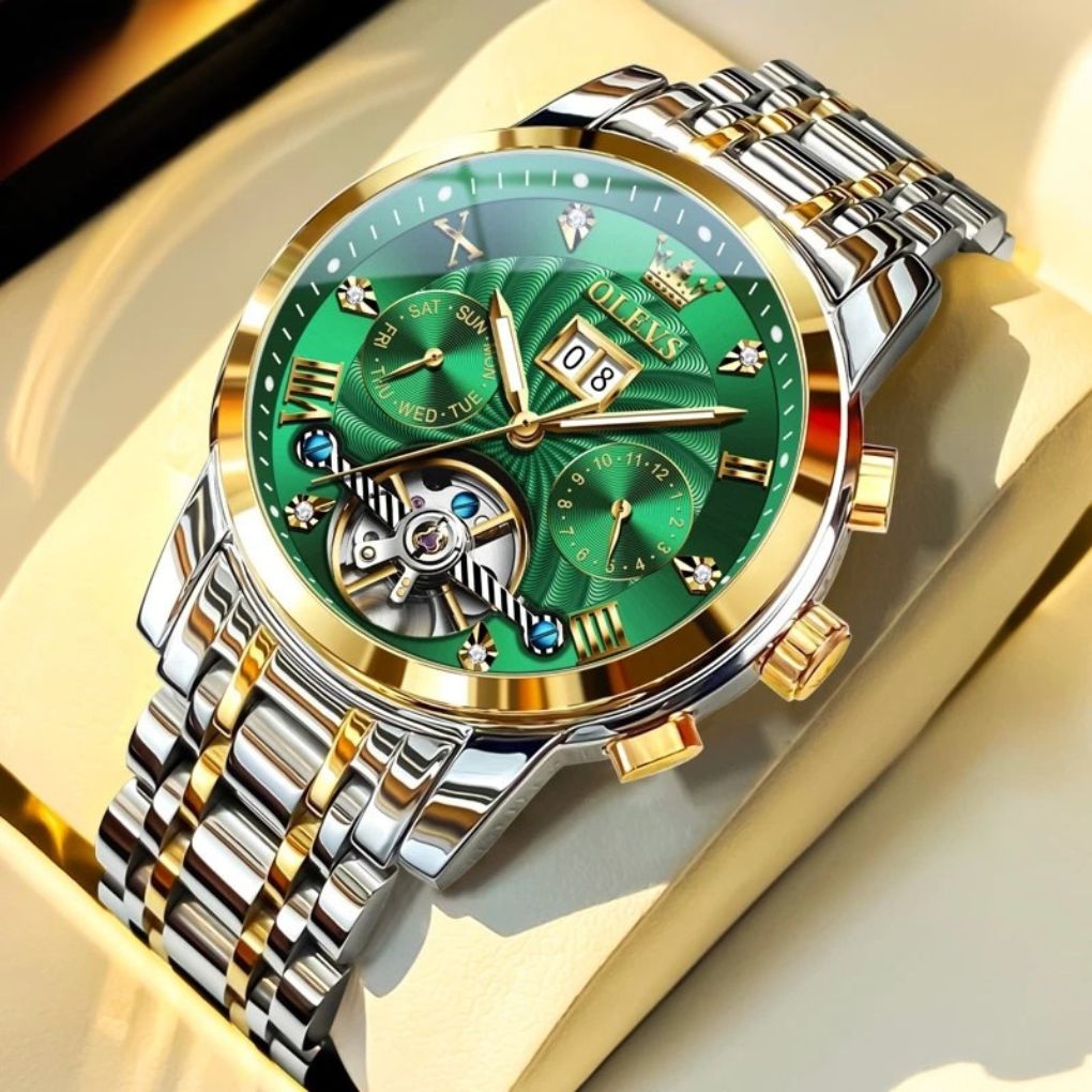Dark Fenix Olevs Imperial Automatic Watch Silver Green