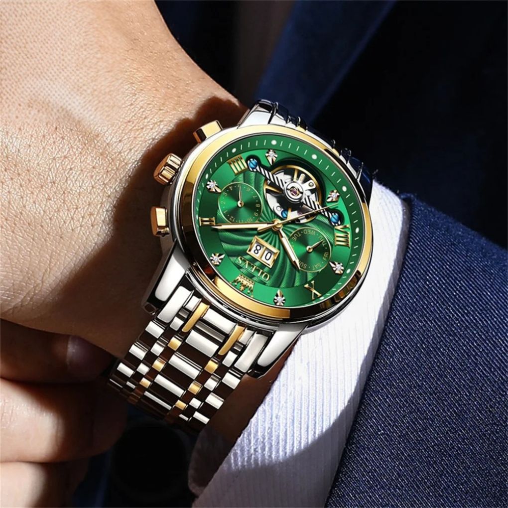 Dark Fenix Olevs Imperial Automatic Watch Silver green