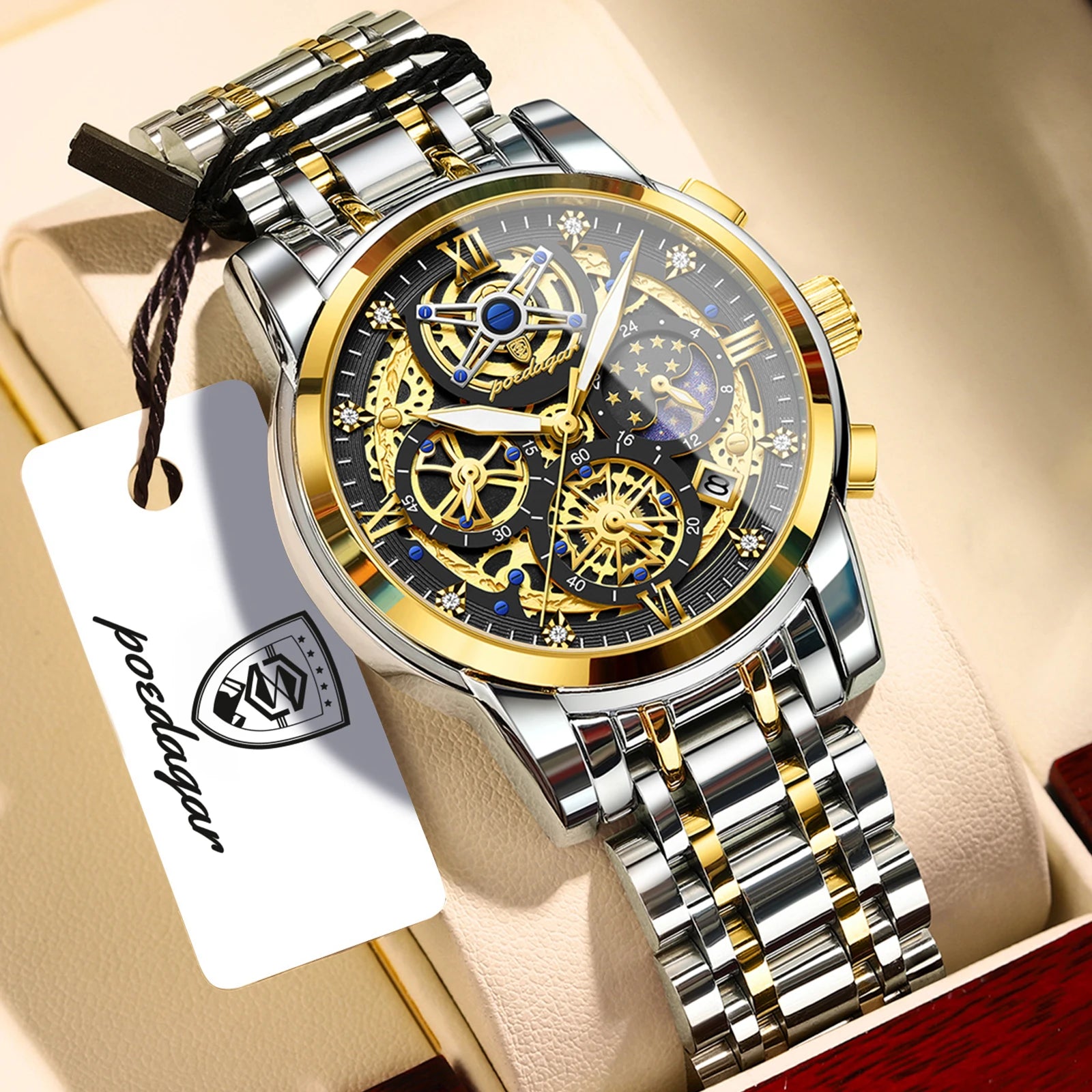 Poedagar EleganceX Chronograph | Relógio Executivo de Luxo