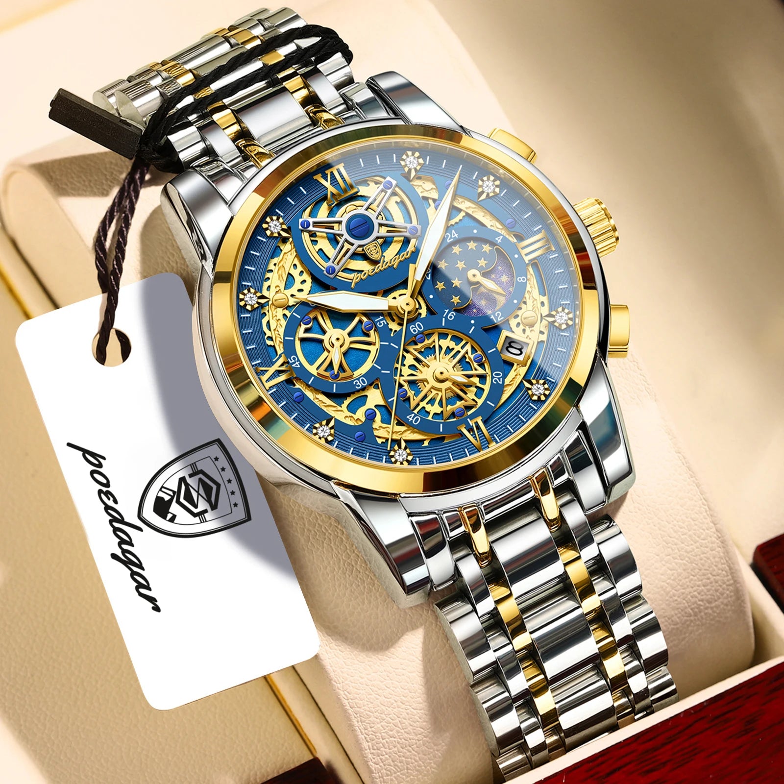Poedagar EleganceX Chronograph | Relógio Executivo de Luxo