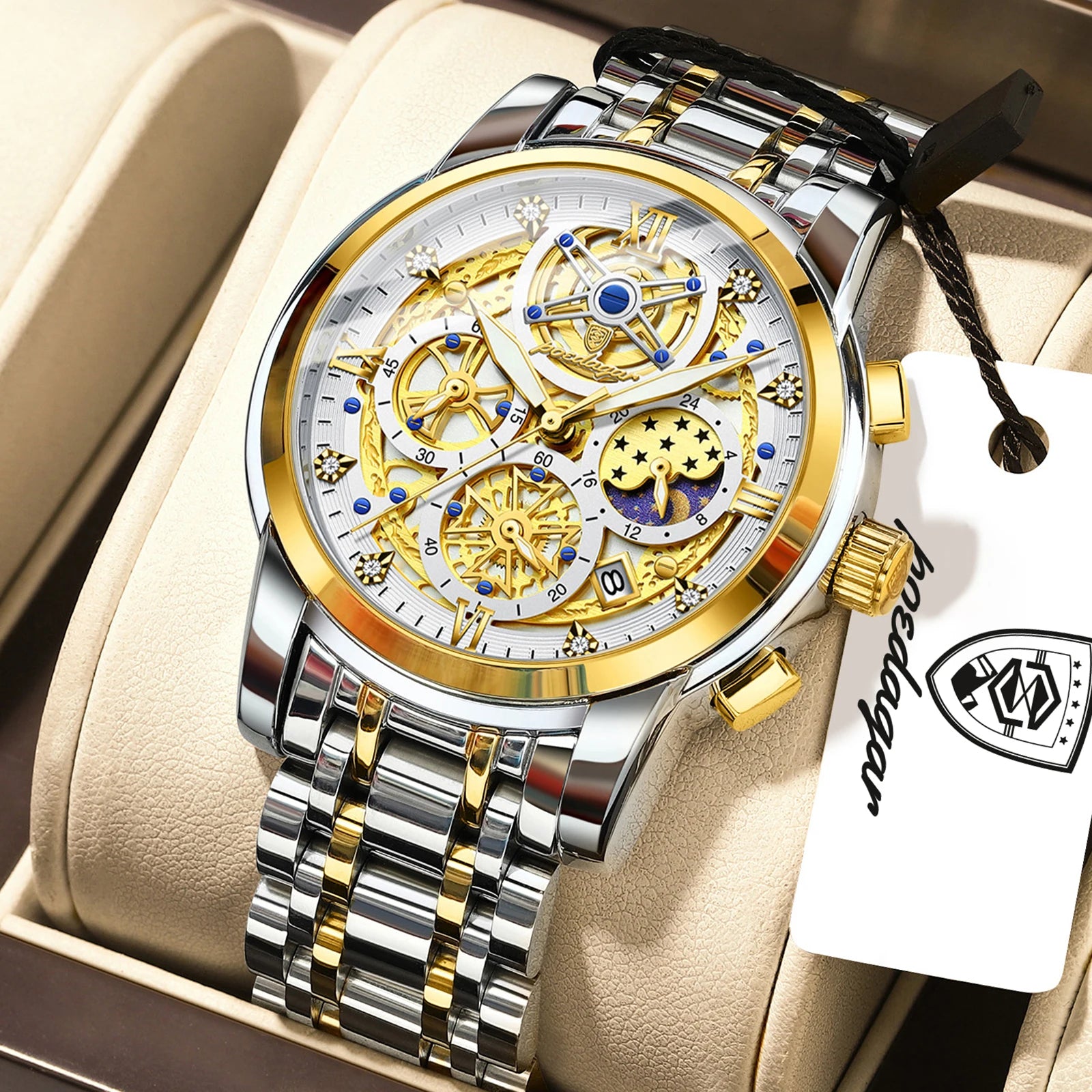 Poedagar EleganceX Chronograph | Relógio Executivo de Luxo