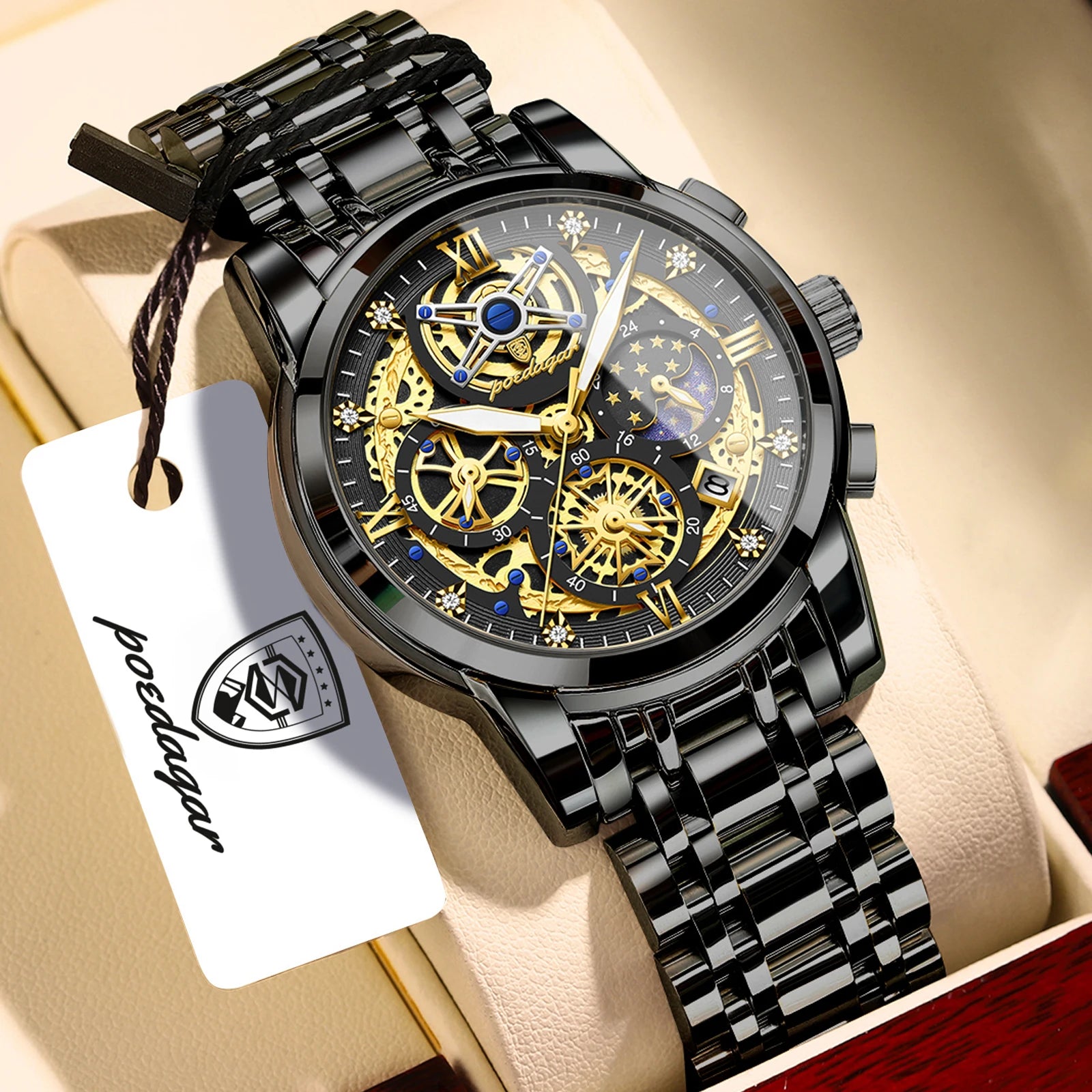 Poedagar EleganceX Chronograph | Relógio Executivo de Luxo