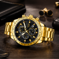 POEDAGAR Obsidian Titan Gold Chronograph executive men's watch